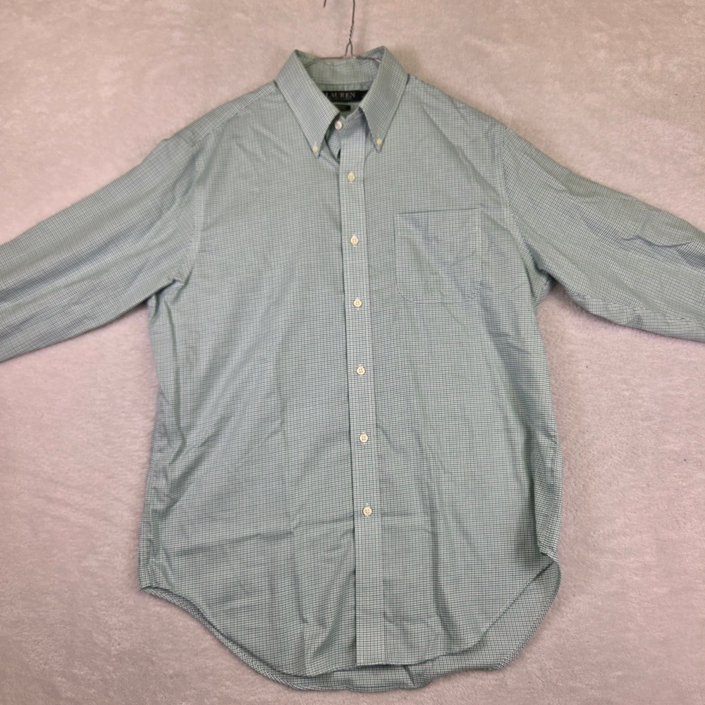 Lauren Ralph Lauren Mens 16 32/33 Classic Fit Non Iron Green Check Shirt